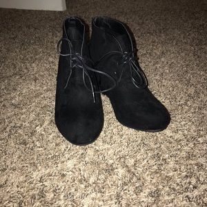 Black Wedge Booties